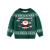 2026 Novo Suéter Verde do Papai Noel Estilo Europeu e Americano para Crianças Meninos e Meninas, Blusa de Tricô Manga Longa Gola Redonda para Bebê