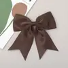 Horquilla Infantil de Satén Color Marrón Leche Transfronteriza Accesorios para el Cabello Pinza de Lazo de Niña Estilo Pastoral Pinza de Pato de Satén para Niña