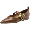 Sapatos Mary Jane Chuyuji com Sola Macia e Fivela de Metal 2026 Outono/Inverno Novos Salto Grosso Bico Fino Baixo Sapatos Femininos