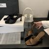 Pantuflas de Tacón Alto con Acabado de Lujo para Mujer, Estilo Nuevo Primavera Verano 2026, Estilo Europeo y Americano, Sandalias de Mujer Sencillas y de Moda para Uso en Exteriores