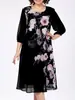 Vestido de Chifón con Retazos de Manga Corta de Moda Europea y Americana para el Sitio Independiente de Amazon Transfronterizo