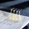 Pendientes de plata 925, pendientes de concha de lirio y perla, pendientes de temperamento antiguos populares de Tide Net, pendientes retro con gancho para la oreja