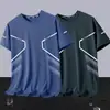 [Mangas Cortas de Seda de Hielo] Nuevo Estilo de Verano Holgado Cuello Redondo Mangas Cortas de Seda de Hielo Secado Rápido Transpirable Camiseta Fina Fresca para Hombre