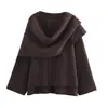 Moda europea y americana transfronteriza para mujer, bestseller de AliExpress: bufanda asimétrica, chaqueta corta de punto
