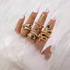 Anillo Pulsera de Joyería Popular Europea y Americana Forma de Serpiente Corazón Esmeralda Imitación Diamante Estilo ins Conjunto de Varias Piezas Anillo para Mujeres
