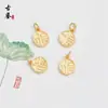 Accesorios Sencillos Tradicionales Chapados en Oro Colgantes Pequeños Accesorios para Pulsera Tejida DIY Collares con el Personaje para Bendición, Candado, Colgante de Lazo