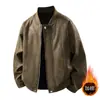 Chaqueta de Cuero para Hombre Otoño Invierno Abrigo de Piel Sintética para Hombre Elegante Cuello de Béisbol Informal Chaqueta Biker Moderna Holgada