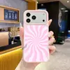 Popular no Japão e na Coreia, capa de celular colorida com padrão espiral para iPhone 17, capa protetora de silicone estilosa com orifícios grandes para Apple 16pm