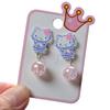 Pendientes de sirena de moda sin agujeros, pendientes falsos de princesa, nuevos pendientes Sanrio para niñas y bebés.