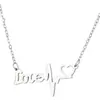 Collar de Plata de Ley S925 Electrocardiograma de Amor para Mujer, Colgante de Letra Corazón, Cadena para Clavícula, Cadena de Cuello Elegante, Regalo para Novia