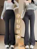 Calça de maternidade levemente flare que não aperta a barriga, novo estilo outono 2026, adequada para mulheres baixinhas, leggings com suporte para a barriga, roupa de outono para maternidade