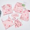 Fornecimento direto de fabricantes de comércio exterior, pode ser usado nas quatro estações, pijama de seda de sete peças, feminino, primavera e verão, manga longa, alças, roupas de casa sexy