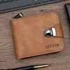 Carteira Curta Masculina, Carteira de Zíper para Negócios, Grande Capacidade, Múltiplos Porta-Cartões, Porta-Notas com Trava, PU, Atacado do Fabricante, Múltiplos Porta-Cartões