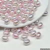 Ding Yi Pérola de Imitação Lua Fria Galvanizada Irregular Bicolor Série Barroca Rosa Claro Furo Passante Contas Soltas Acessórios para Pulseira DIY
