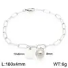 Pulsera Cuadrada de Moda con Letras Inglesas (26), Cadena Sencilla Tipo Clip Estilo Ins, Bola Redonda, Acero de Titanio Chapado en Oro de 18K