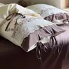 Juego de ropa de cama estilo pastoral con bordado floral, ultra suave y cálido para camas individuales o dobles, hecho de algodón puro con acabado cepillado, disponible en juegos de tres o cuatro piezas, con cálidos diseños en color rosa té.