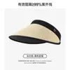 Sombrero de Sol de Vinilo de Ala Ancha para Mujer, Verano, Anti-UV, Parte Superior Abierta, Sombrero de Paja para Ciclismo y Playa, Parasol, Sombrero de Sol