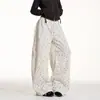 Pantalones de pierna ancha con estampado integral de estrellas y lunares estilo americano para mujer, holgados, adelgazantes, versátiles, sensación perezosa y relajada, Pantalones casuales tipo cimitarra de baile