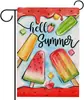 Bandera de Jardín Serie de Verano Elementos Frescos de Verano Impresos Bandera de Patio Bandera de Bienvenida para el Hogar Bandera Decorativa de Playa