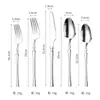 Conjunto Fino de Talheres de Aço Inoxidável 304 com Padrão de Árvore, Talheres Simples, Colher, Garfo, Faca e Garfo de Hotel para Steak