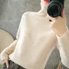 Liquidación Yuanbao Cuello de tortuga de punto Cuello alto Suéter de cuello alto Suéter de lana de color liso para mujer Suéter con abertura lateral Camiseta básica de lana pura