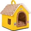 Casa para perro de otoño e invierno, diseño cerrado, engrosada para abrigar, casa estilo cuento de hadas, perrera, adecuada para perros pequeños, casa para mascotas estilo yurtas mongolas, casa para gatos