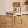 Silla de comedor de madera maciza, silla de ratán para uso doméstico, respaldo de alta gama con cojín suave, silla de comedor nórdica, silla de ratán, mesa y sillas de comedor para restaurantes y casas de huéspedes