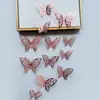 Decoración de mariposa de papel con simulación tridimensional 3D, accesorios de joyería de mariposa hueca tridimensional con textura metálica, pegatinas de pared para el hogar al por mayor