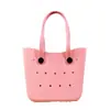 Bolso de playa de un solo hombro, bolsa de compras perforada impermeable, cesta de almacenamiento de mano para mujer, bolsa de camping, bolso de mano de moda callejera