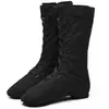 Sapatos de Dança Étnica Xizang Mongol com Sola Macia para Homens e Mulheres Botas Altas Bordadas Arte em Lona Teste Botas de Dança Mongol