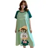 Bata para Mujer, Pijama de Verano, Pijama Coreano de Manga Corta para Mujer, Ropa de Casa Linda Talla Grande, Ropa de Estudiante de Longitud Media, Verano