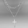 Joyería Transfronteriza Europea y Americana Nueva Retro Personalizada Colgante de Cruz Clavícula Collar Multicapa Accesorios Colgante para Mujer