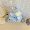 Bolsa de Mão com Estampa Xadrez para Boneca Bolsa Transversal Casual de Menina Japonesa Fofa Versátil para Armazenamento Pequena Bolsa para Saídas Diárias