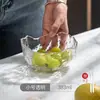 Cuenco de vidrio con borde dorado estilo japonés, plato transparente para frutas, cuenco de ensalada de verduras de moda, vajilla para platos fríos y fideos del hogar