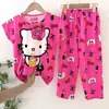 Pijamas para niñas, pantalones de verano de manga corta, traje grande para niñas, ropa de verano con aire acondicionado para el hogar, ropa exterior fina