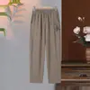Pantalones de Maternidad de Nueve Décimas Partes Verano Finos Casuales para Mujeres de Mediana Edad y Mayores Pierna Recta Sueltos Pantalones de Abrigo de Verano para Abuela