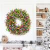 Corona de primavera de Pascua, flores artificiales de primavera, decoraciones navideñas de ratán, anillo de ratán, estrella de eucalipto colgante