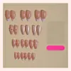 24 Peças de Unhas Postiças Francesas de Ponto Rosa Nude Transfronteiriças com Flores Francesas e Estilo Delicado, Peças de Unhas Amêndoa Peroladas em Relevo 3D