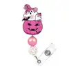 Porta-Crachá Retrátil de Halloween Fantasma Rosa Morcego Abóbora Acrílico Clipe Retrátil para Crachá Porta-Crachá de Identificação de Escritório para Equipe Médica