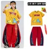 Roupas de Hip Hop Street Dance Roupa da Moda Infantil de Hip Hop Conjunto Amarelo Mão Ok para Performance Conjunto de Roupa Cool para Meninos