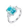Anillo de plata de ley 925 con forma de corazón de 8 x 11 con corte de flor de hielo en forma de llama, anillo de diamantes cuadrados de lujo de alta calidad con un tesoro colorido de 4 quilates y un diamante de alto carbono para mujer.