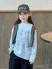 Camiseta interior casual Aimobebe para niños, gruesa, cepillado fino, antibacteriana, estampado de letras retro, manga larga, estampado integral