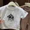 Camiseta de Manga Corta Holgada con Estampado de Dibujos Animados, Estilo Nuevo de Verano para Niños y Niñas, Tops Casuales para Niños Pequeños y Medianos 0183A124