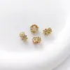 Cuentas Espaciadoras Cuadradas de Flor de Oro Laminado de 14K que Conservan el Color, Cuentas Espaciadoras de Guirnalda de Cinco Flores, Anillo, Pulsera de Perlas DIY, Accesorios de Joyería