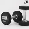 Halteres de dez lados revestidos de borracha para academias comerciais, halteres fixos de ferro fundido, conjunto de suporte para halteres anti-rolamento, personalizável com logotipo