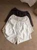 Pantalones Cortos Deportivos de Lino Blancos de Cintura Alta Delgados a la Moda con Cordón Adelgazantes de Pierna Recta Ancha para Mujer Estilo Nuevo Verano 2026