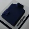 Nuevo Suéter de Cachemira para Hombre Otoño e Invierno 2024 Cuello Alto Color Liso Básico Camiseta Interior Cálida Casual de Negocios para Hombre de Mediana Edad