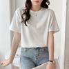 Playera de Manga Corta para Mujer Tencel Romano Manga Media Top de Seda Helada Cuello Redondo Verano Cubre Vientre Sensación Fresca y Cubre Carne Moda de Verano