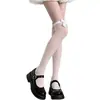 Calcetines Largos con Lazo, Medias Blancas Finas de Verano para Mujer, Pura Pasión de Tubo Alto Estilo Dulce Japonés de Media Longitud Jk Calcetines para Muslo