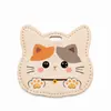 Portatarjetas de Dibujos Animados de Gato Etiqueta de Equipaje con Estampado de Cuero PU Cubierta Protectora para Tarjeta de Identificación Pase de Autobús Tarjeta Pequeña